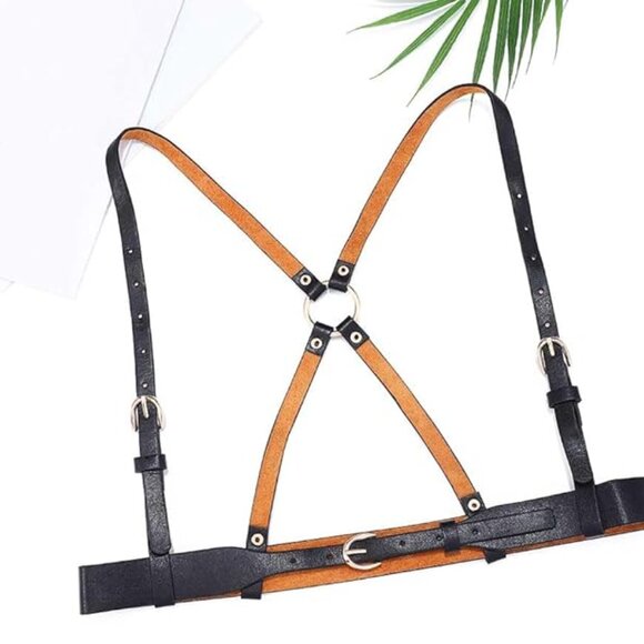 BLACK Gold Body Harness Belt NEW main image 5